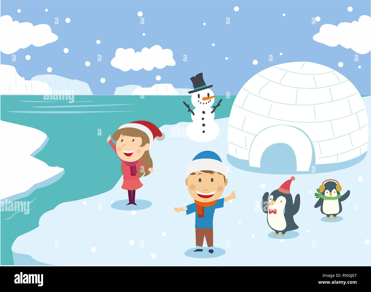 Ice and snow world illustrations Stock Photo - Alamy