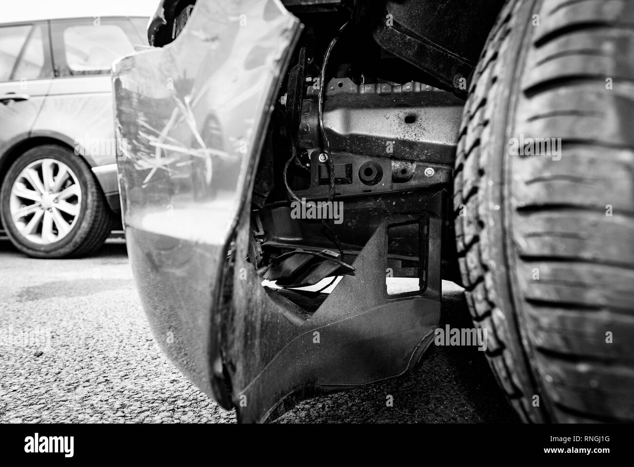 Car Crash and Car Damage. Body work and bumper Stock Photo Alamy