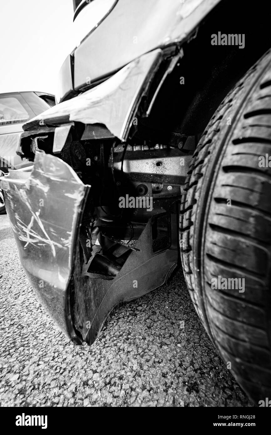 Car Crash and Car Damage. Body work and bumper Stock Photo Alamy