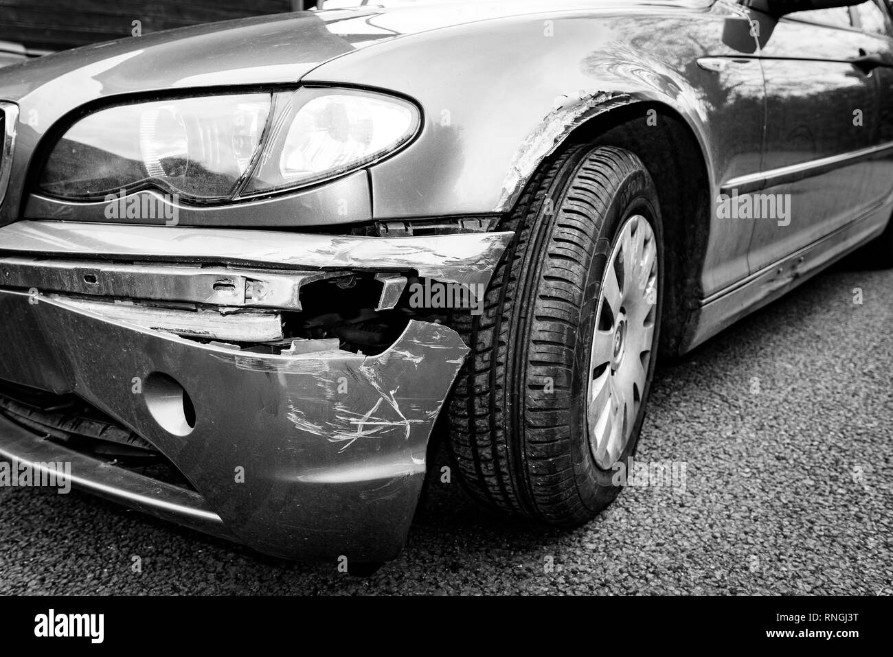 Car Crash and Car Damage. Body work and bumper Stock Photo Alamy
