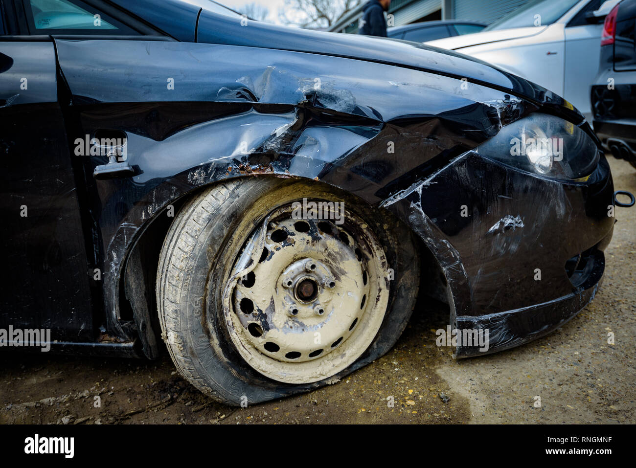 Car Crash and Car Damage; Front end vehicle collision Stock Photo - Alamy