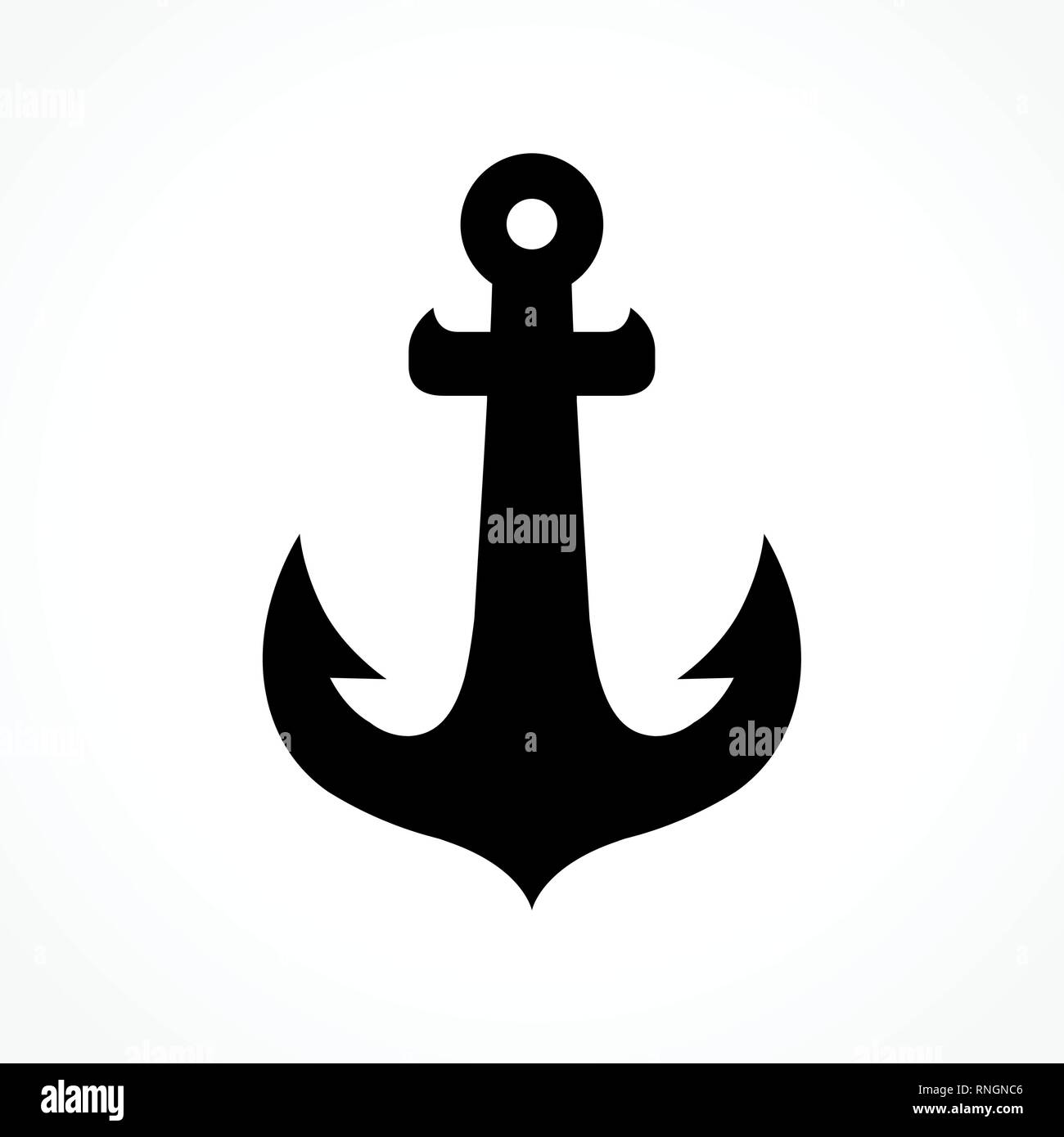 Icon with black vector silhouette of Anchor Stock Vector