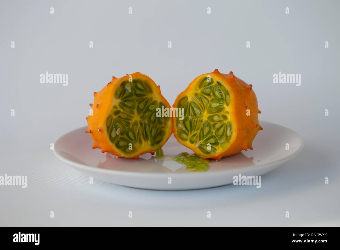 Cucumis metuliferus, horned melon or kiwano Stock Photo Alamy