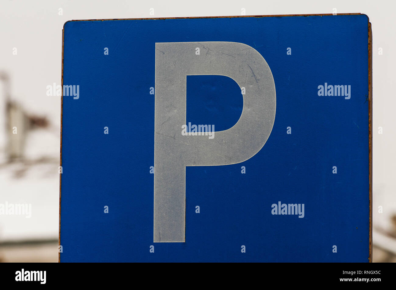 Blue parking sign Stock Photo