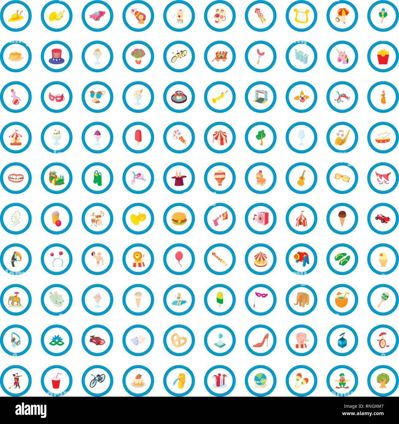 100 amusement icons set, cartoon style Stock Vector Image & Art - Alamy