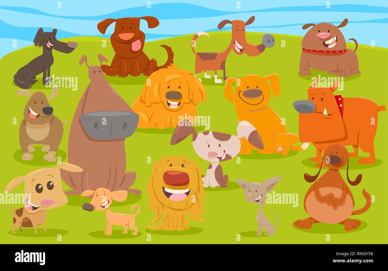 Cartoon Illustration of Dogs and Puppies Animal Characters Group Stock ...