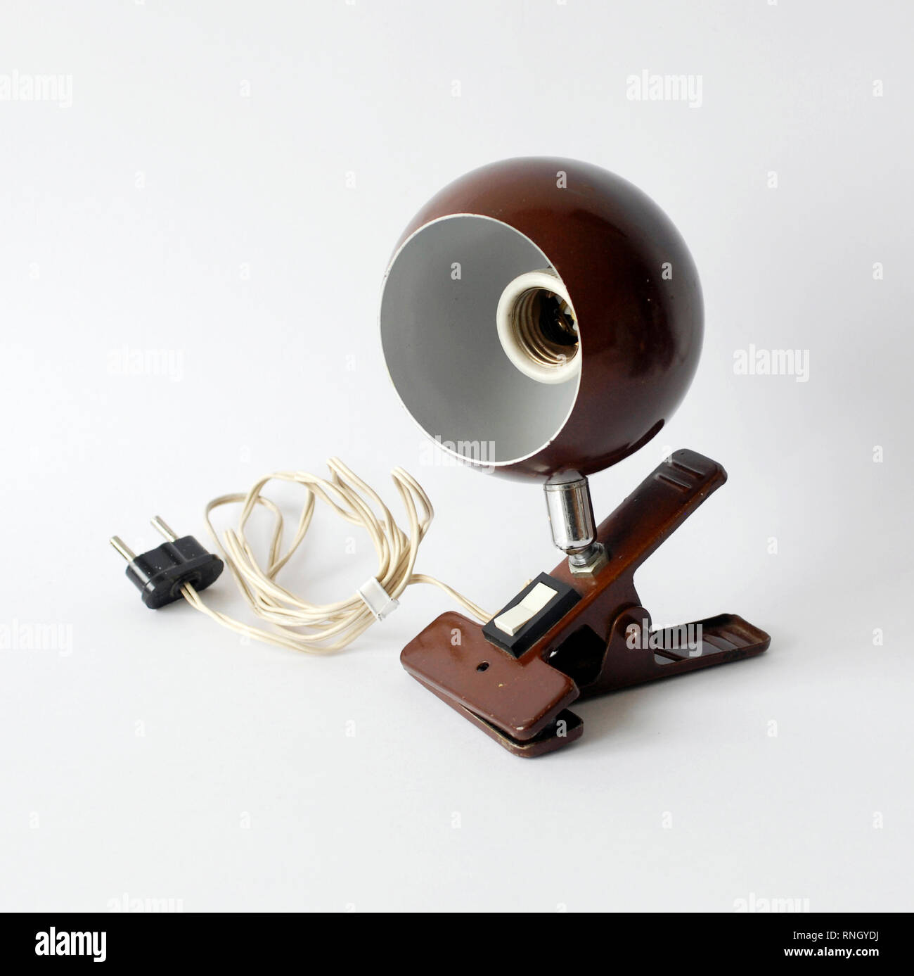 Clamp lamp, Eyeball Space Age style, brown. Original, 60s or 70s Stock Photo