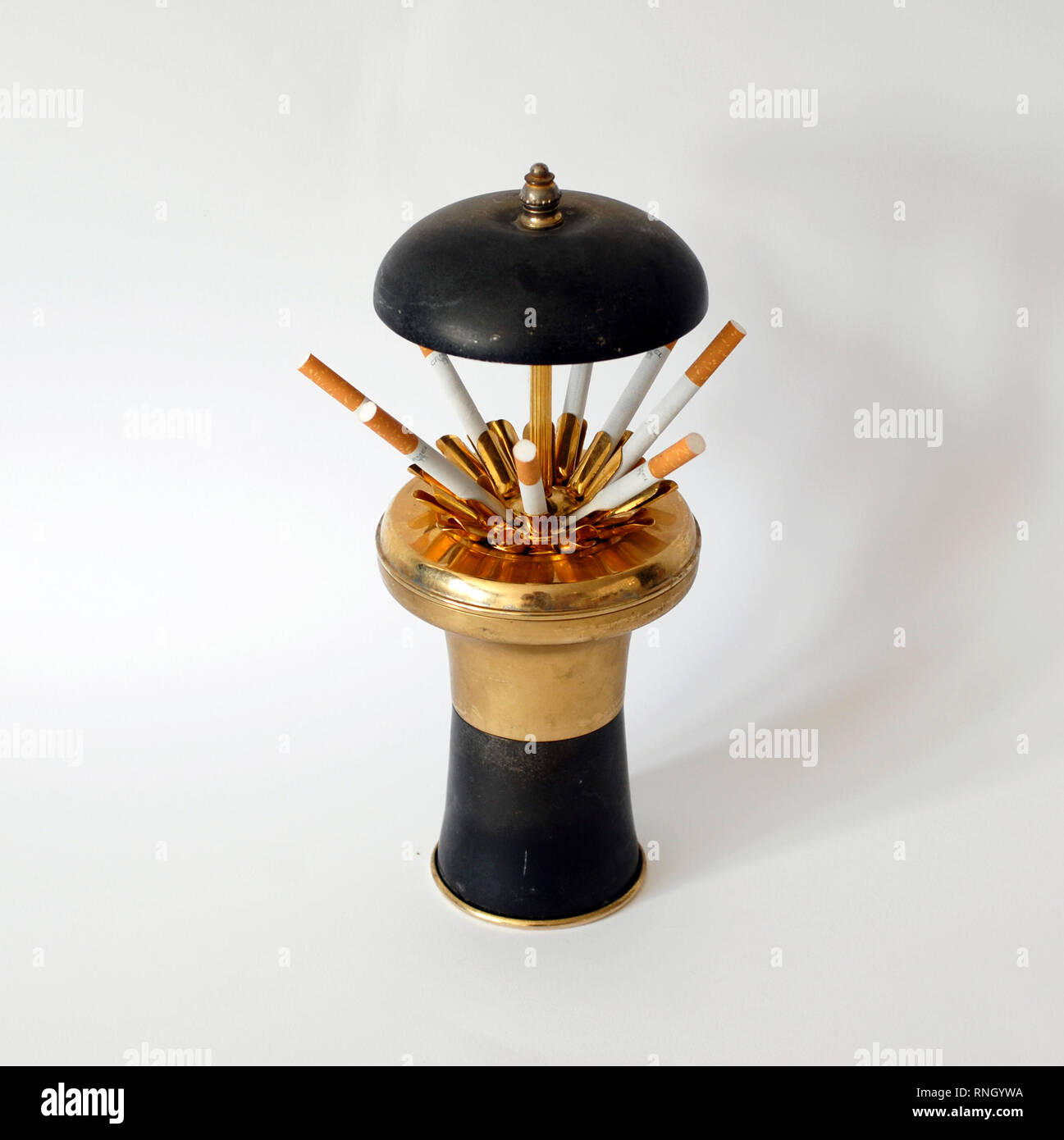 Vintage brass cigar box with string music. When you pull the lid, the