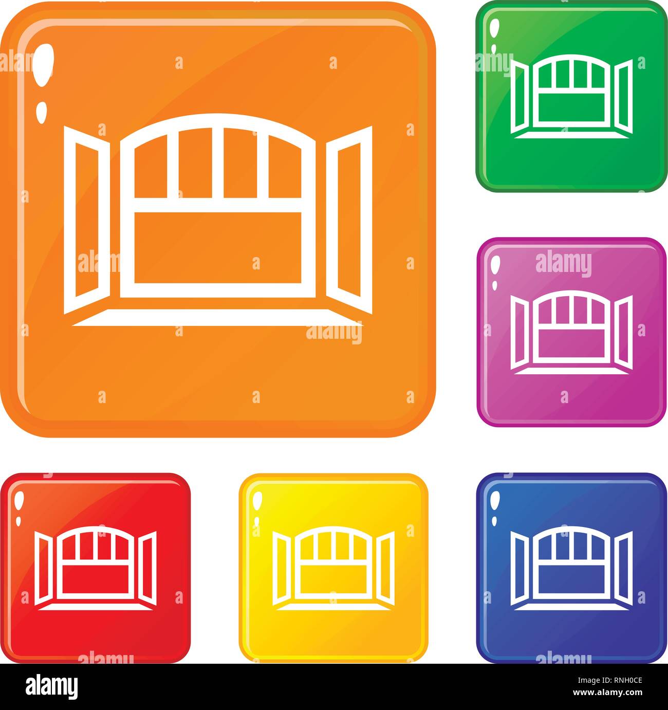 Open semicircular window frame icons set vector color Stock Vector ...