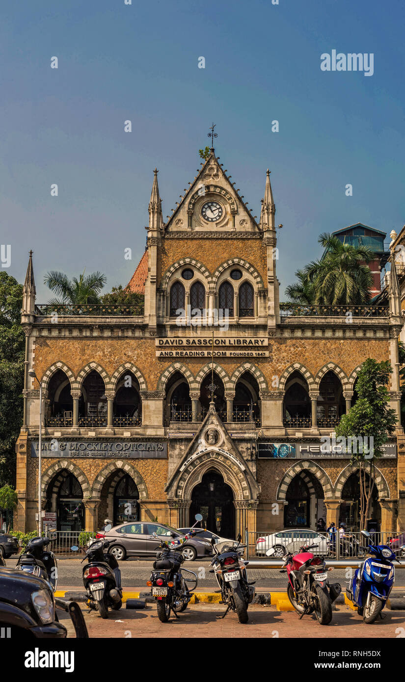 05-Nov-2016-heritage architecture-David Sassoon Library-Kala Ghoda Mumbai, Maharashtra India. Stock Photo