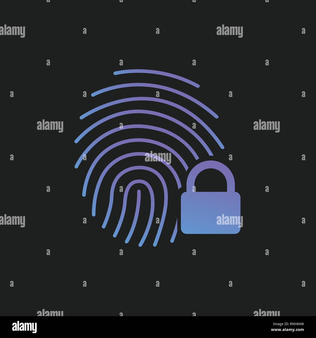 Fingerprint icon with lock sign. Concept of personal data protection ...