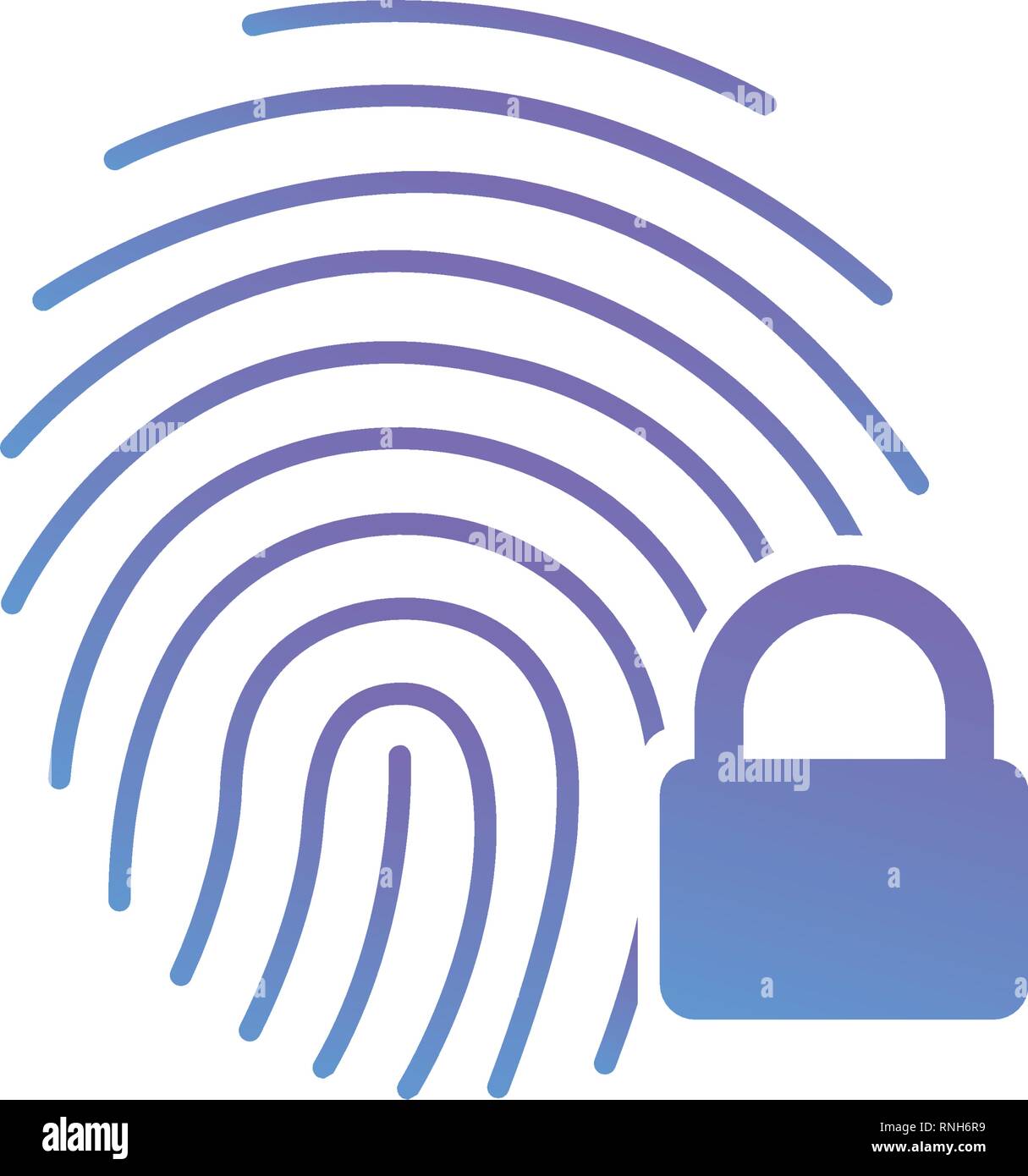 Fingerprint icon with lock sign. Concept of personal data protection ...