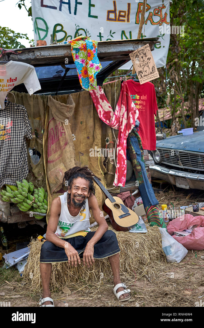 Rastafarian. Thailand hippie adopting a back to nature lifestyle and simplistic way of life Stock Photo