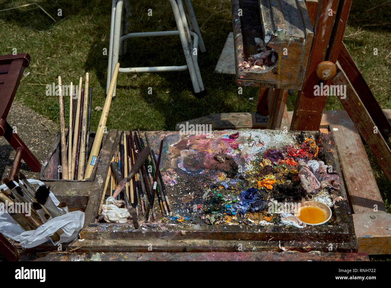 Artist paint palette Stock Photo Alamy
