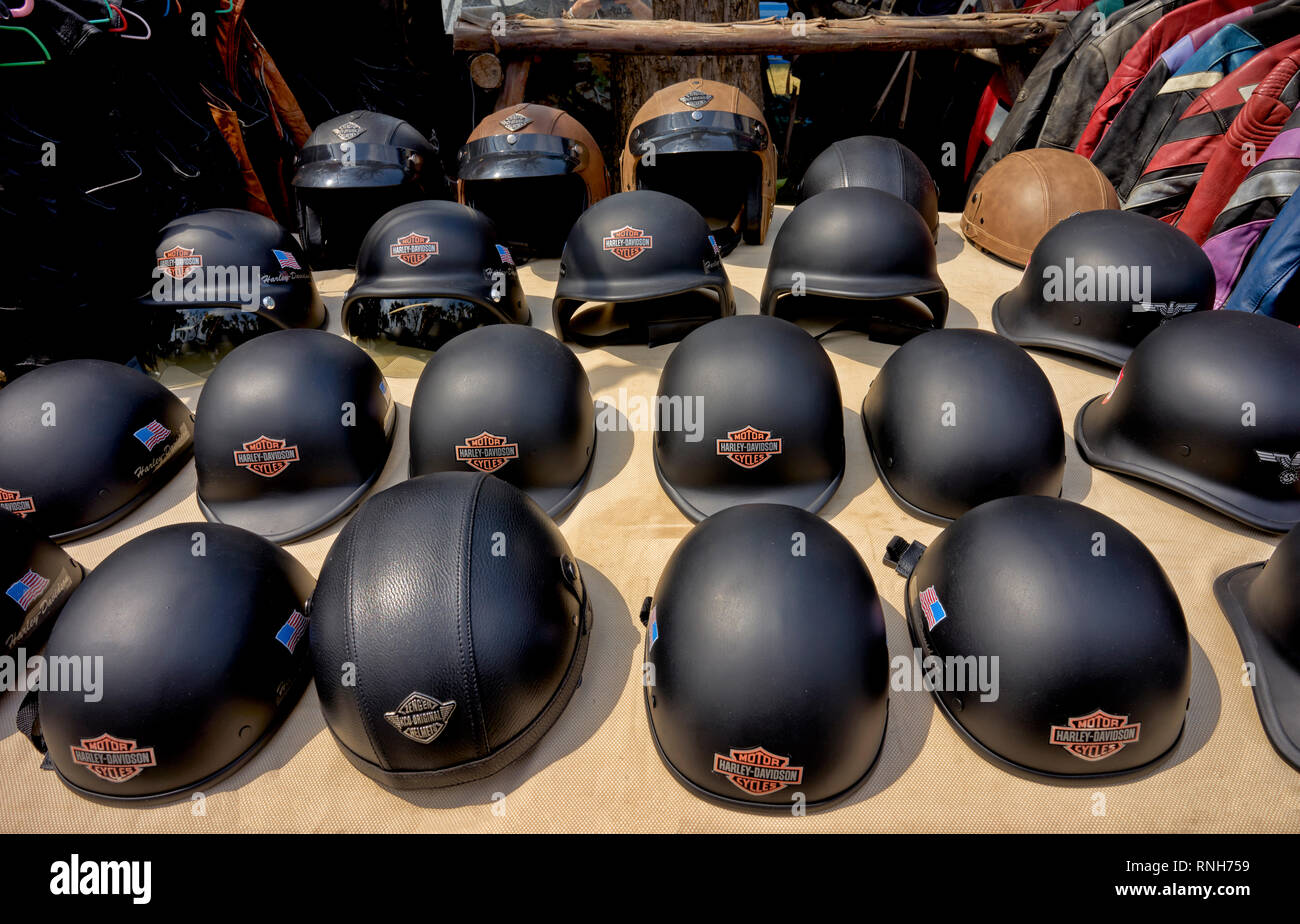 Motorcycle helmet. Safety helmets, motorcycle rider, Harley Davidson Stock  Photo - Alamy
