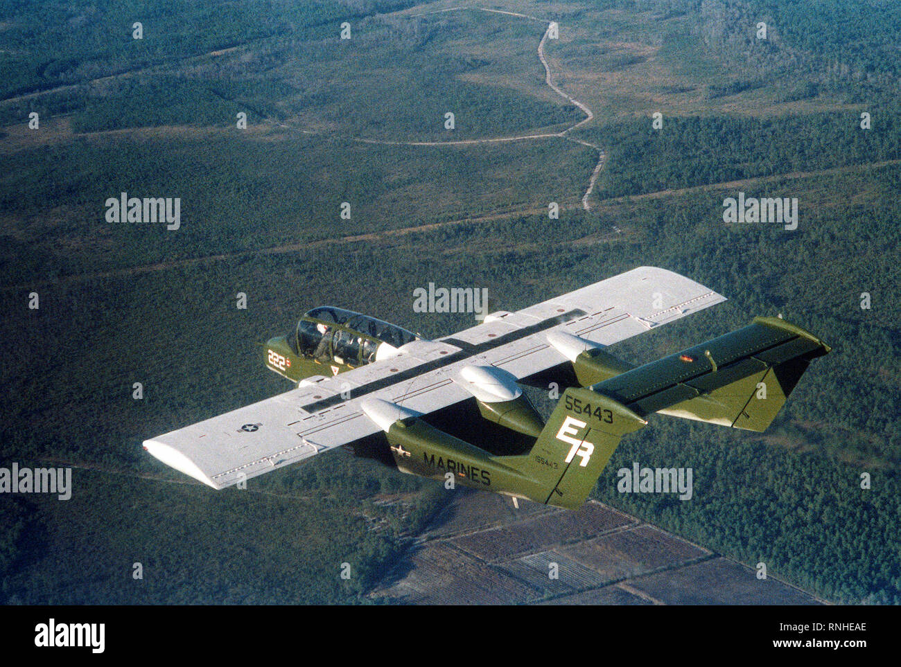 1982 - An air-to-air left rear view of a Marine OV-10A Bronco aircraft ...