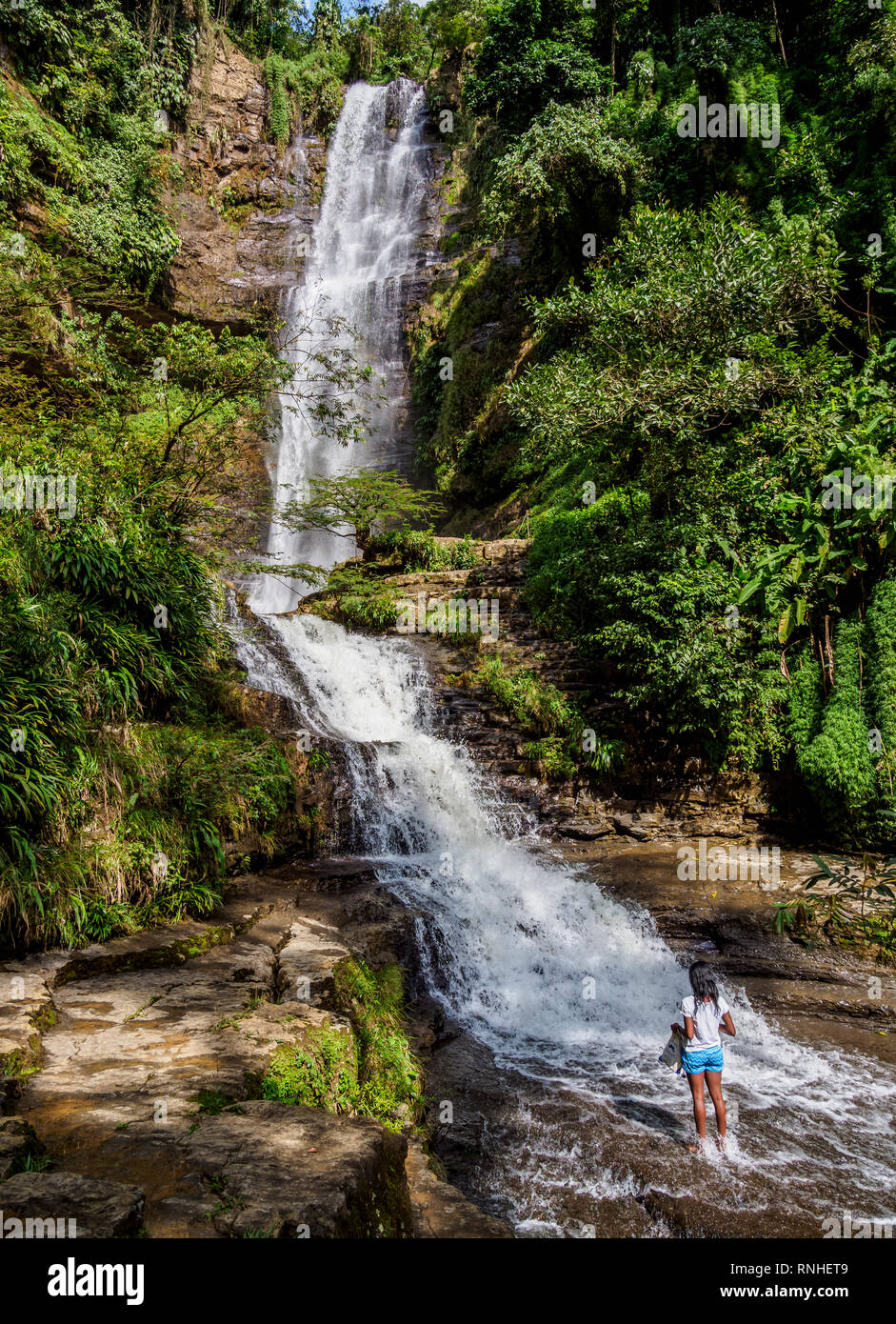 Juan Curi Waterfall near San Gil, Santander Department, Colombia Stock Photo