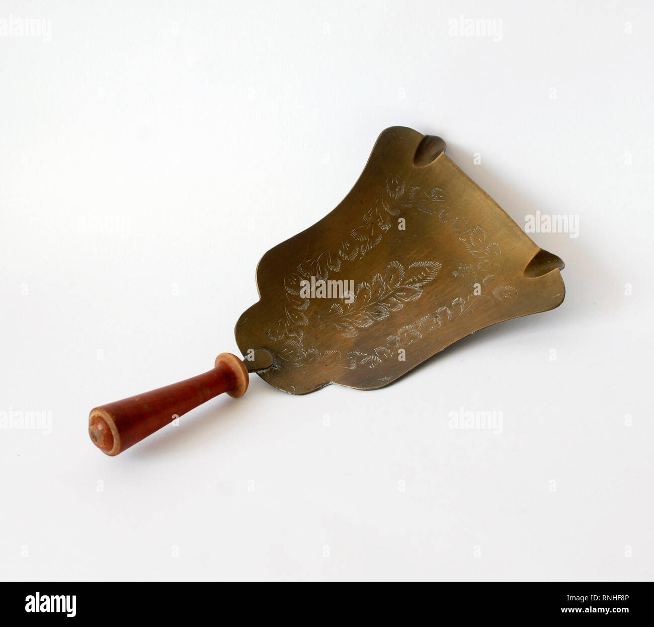 Antique bronze ashtray with wooden handle Stock Photo Alamy