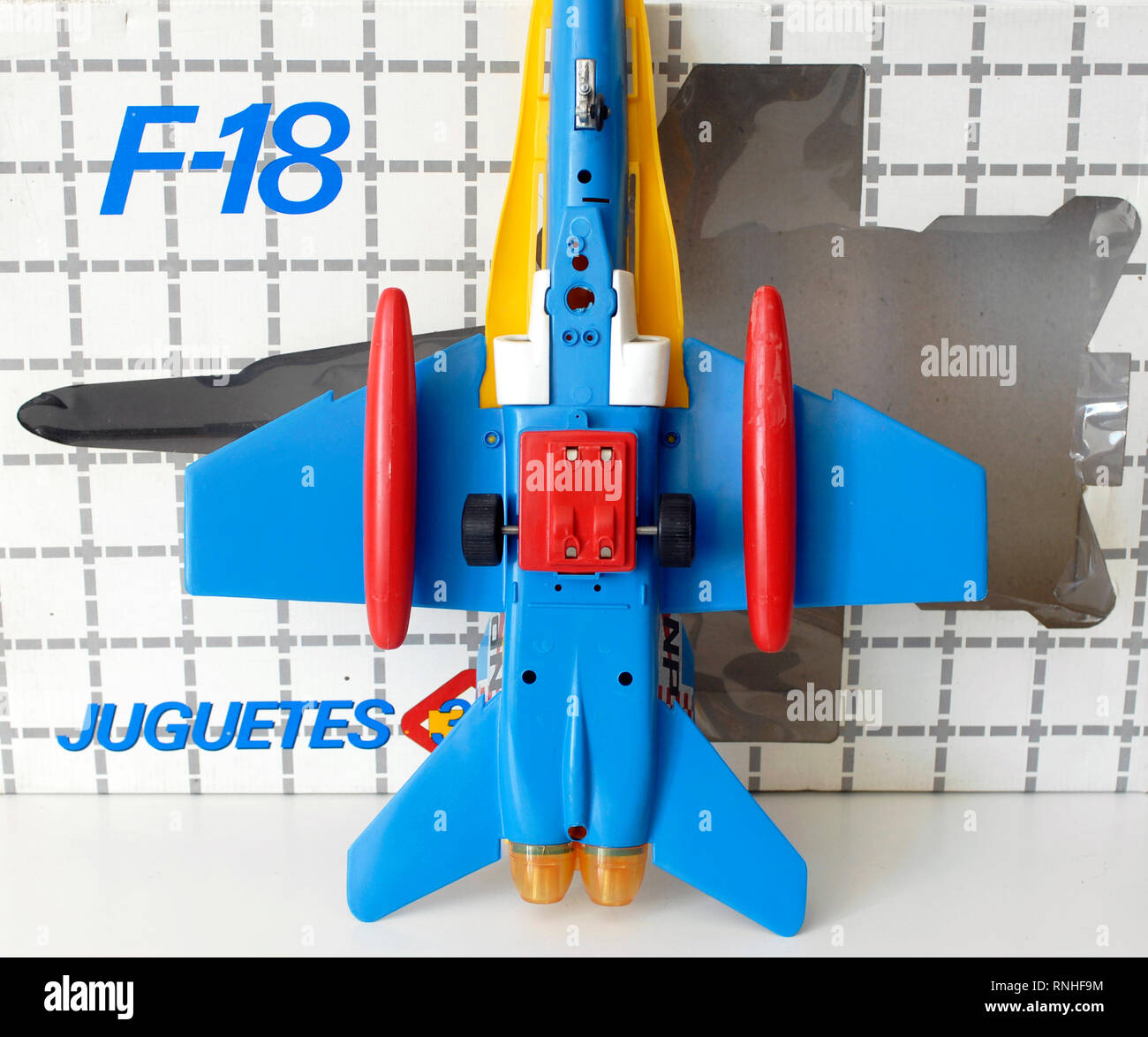 Vintage toy plane fighter hunting F-18, Toys 33. Friction. Stock Photo