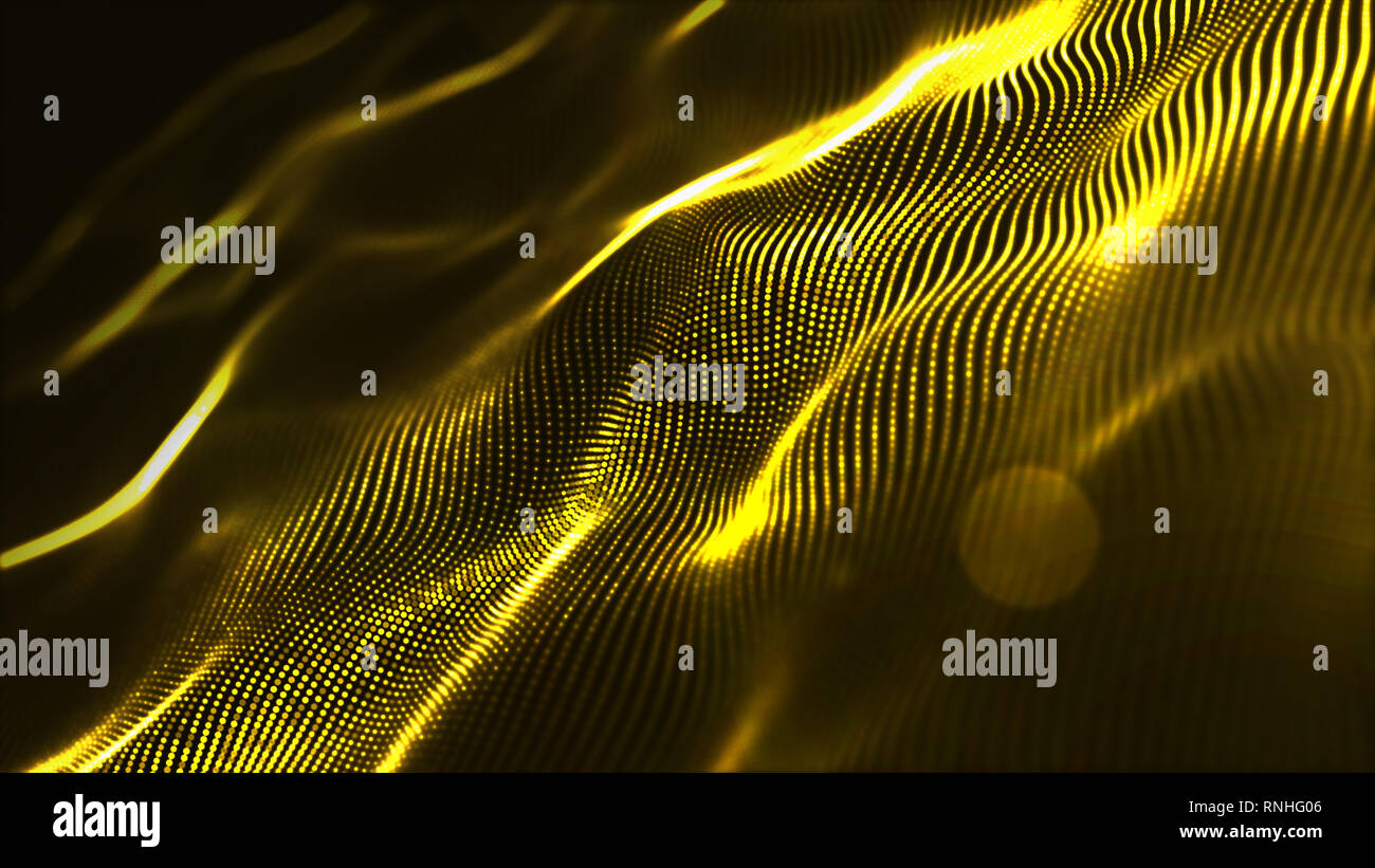 Abstract Futuristic Digital Gold Wave Particles Background Stock Photo ...