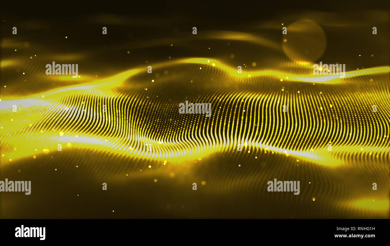 Abstract Futuristic Digital Gold Wave Particles Background.Seamless ...