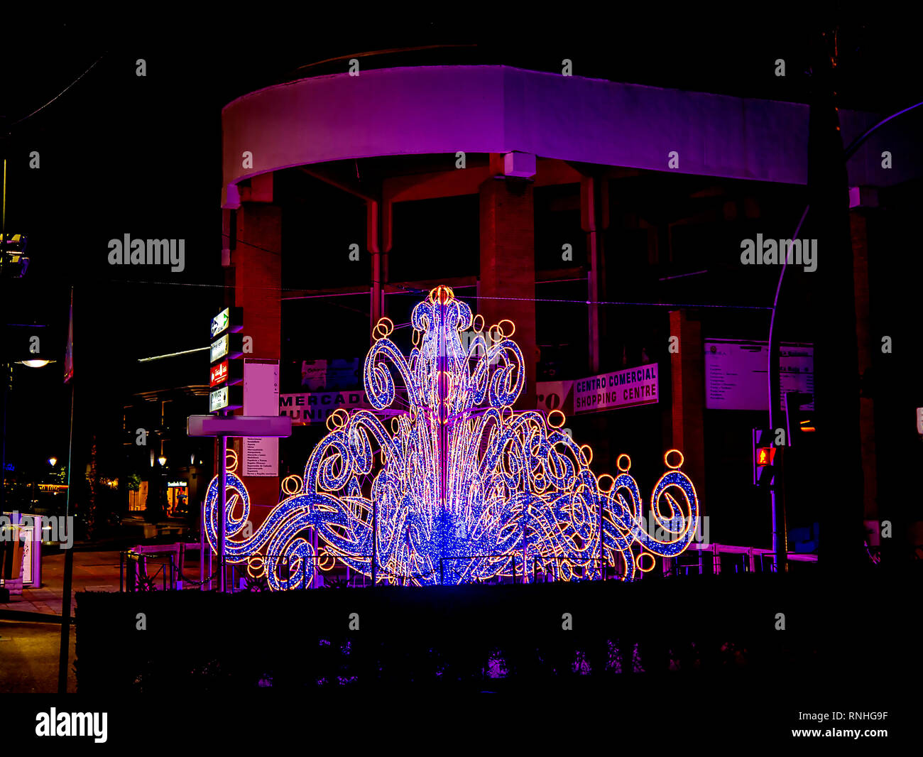 Christmas lights display at the entrance to the town of Fuengirola on