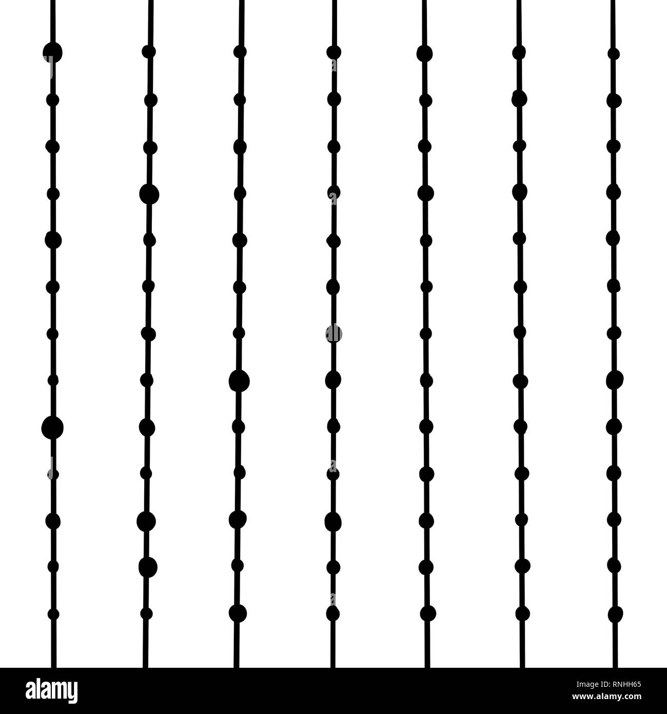 Hand Drawn lined pattern with dots isolated on white, hand drawn ...