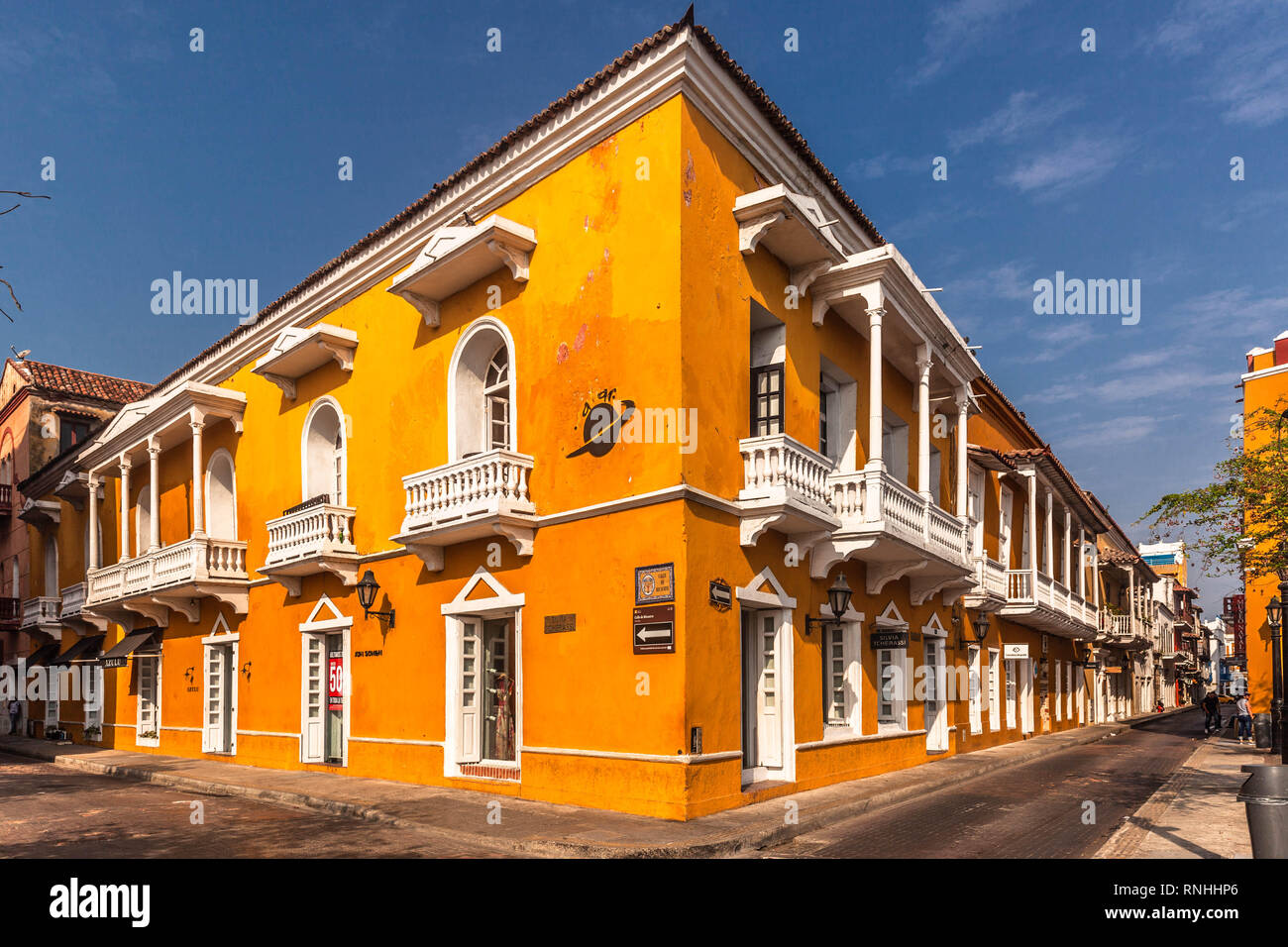 Old Town Spanish colonial architecture, Cartagena de Indias, Colombia. Stock Photo