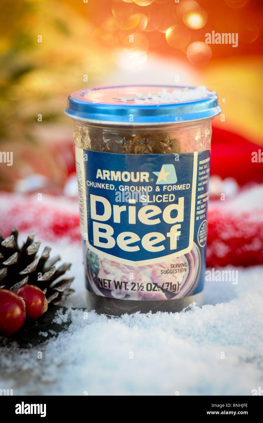 Dried beef in a jar Stock Photo Alamy