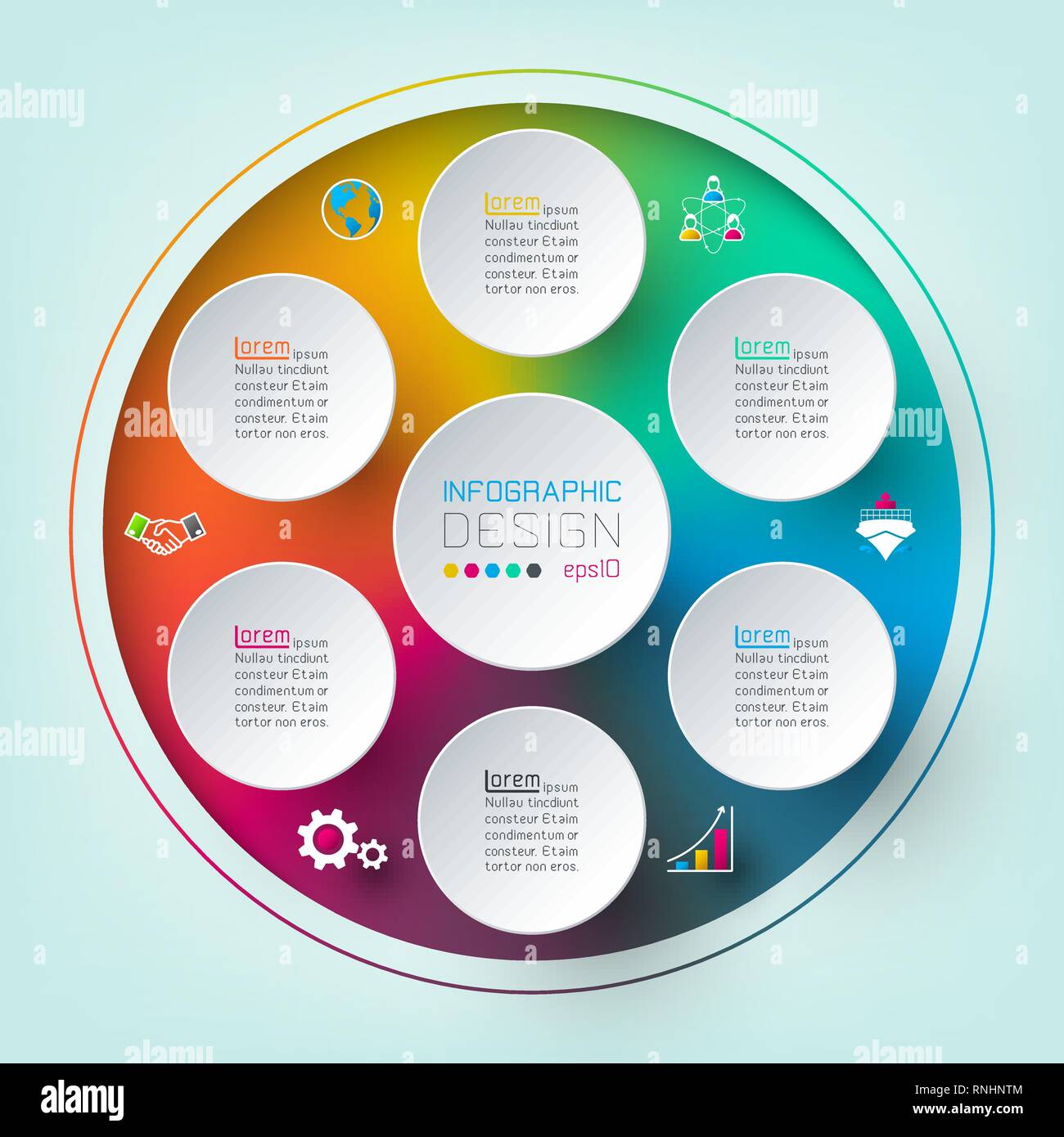 Six circles with business icon infographics Stock Vector Image & Art ...