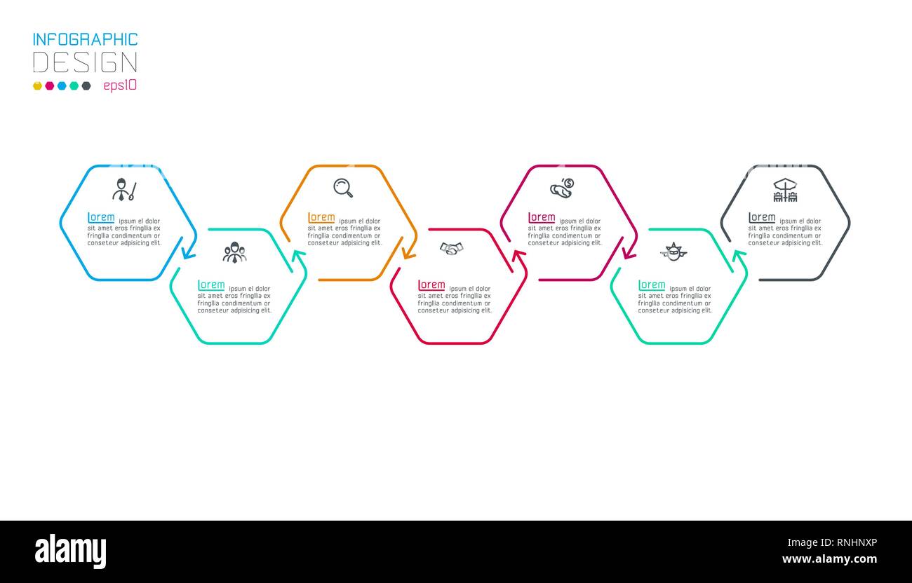 Hexagon inforgraphics on vector graphic art. Stock Vector