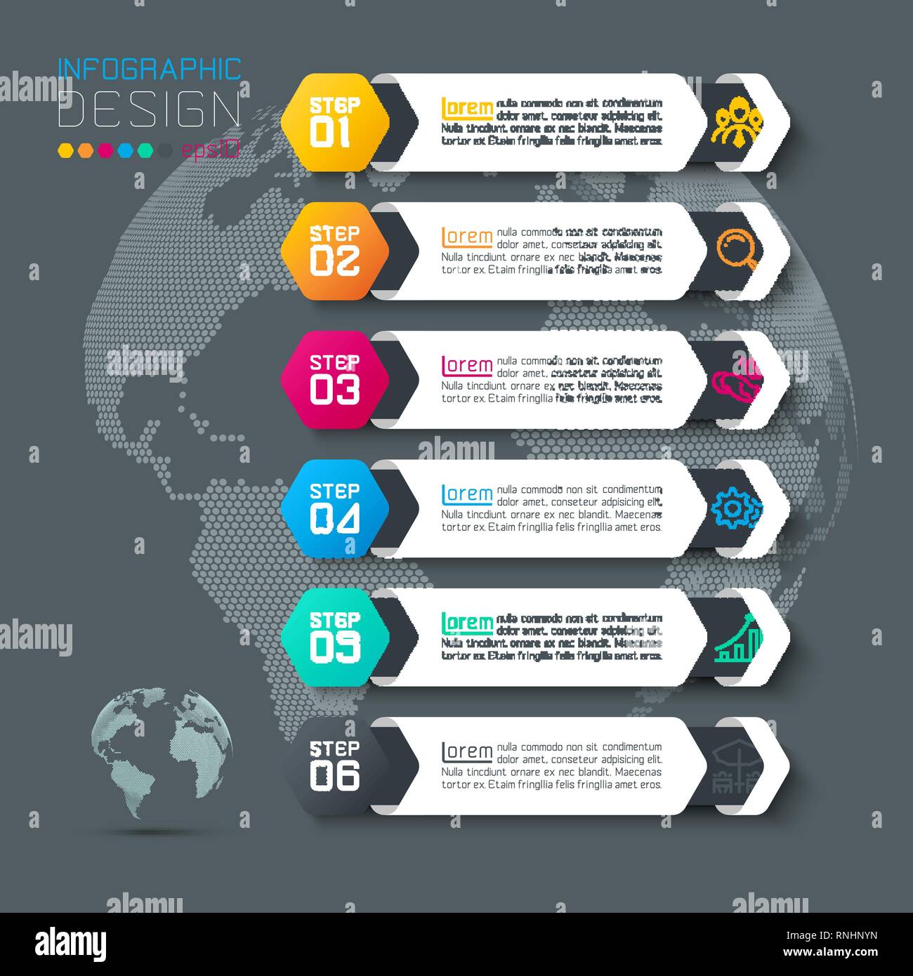 Six labels with business icon infographics Stock Vector Image & Art - Alamy