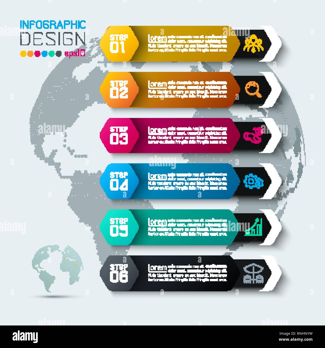 Six labels with business icon infographics Stock Vector Image & Art - Alamy