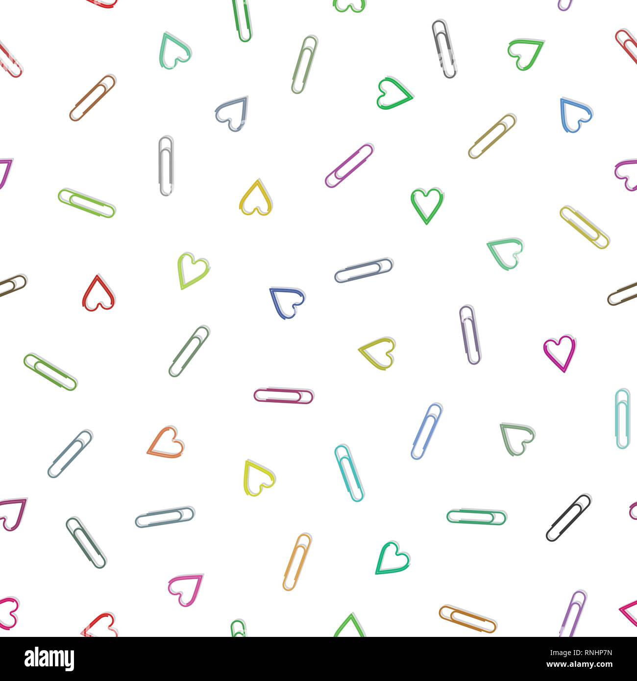 Multi-colored paper clips seamless pattern and abstract background for decorative. Vector illustration EPS 10. Stock Vector