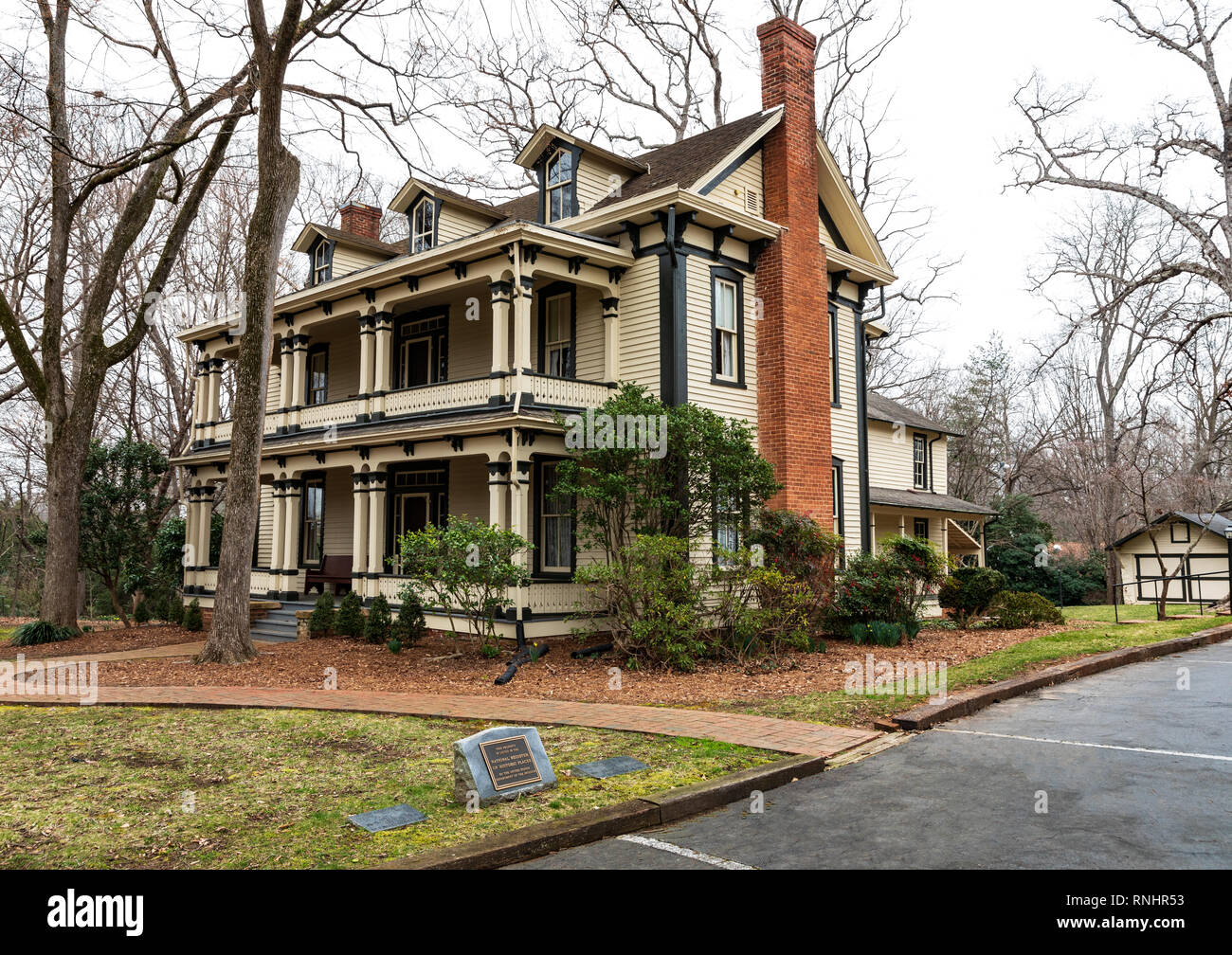 HICKORY, NC, USA-2/17/19: Historic Maple Grove House, built in 1883, an Italianate style farm house, now functions as a museum. Stock Photo