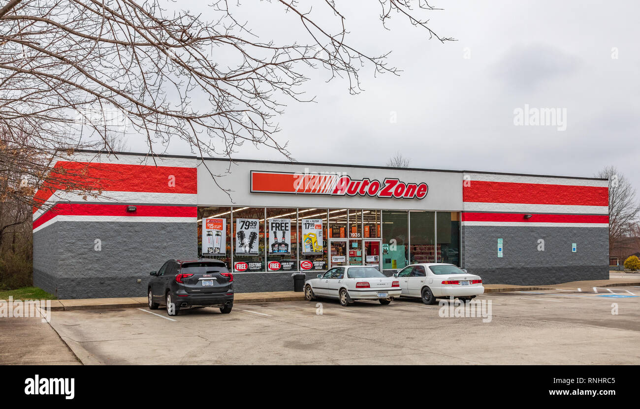 HICKORY, NC, USA-2/17/19: An Auto Zone store, one of over 6000 stores in US, Mexico and Brazil. Stock Photo