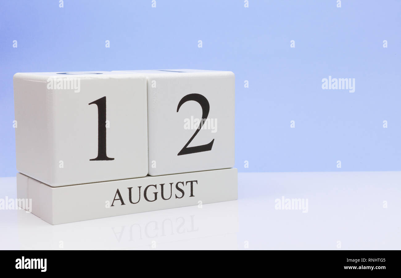 August 12st. Day 12 of month, daily calendar on white table with ...
