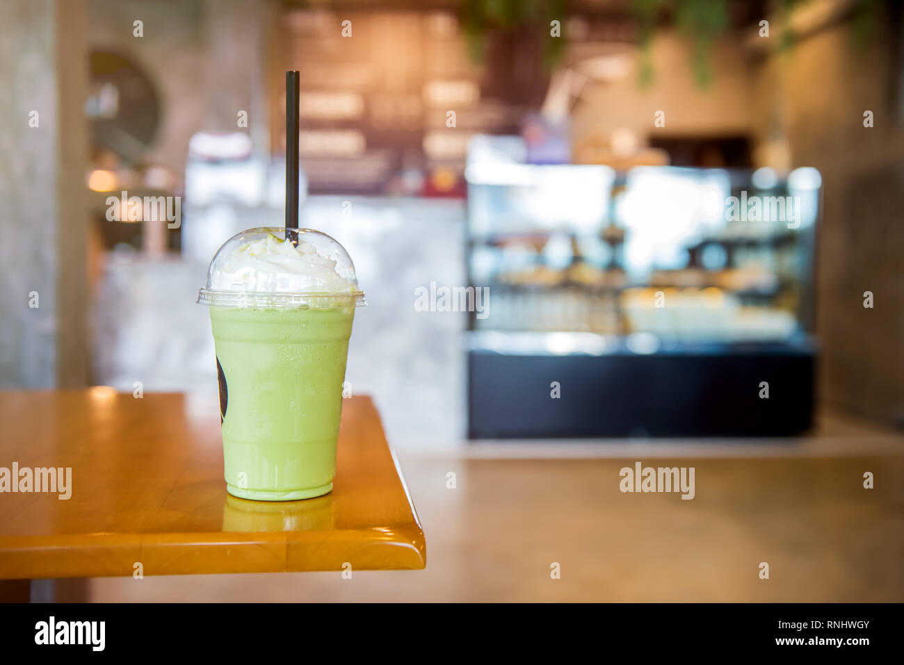 green tea frappe and blended. Sweet and cold water Stock Photo Alamy
