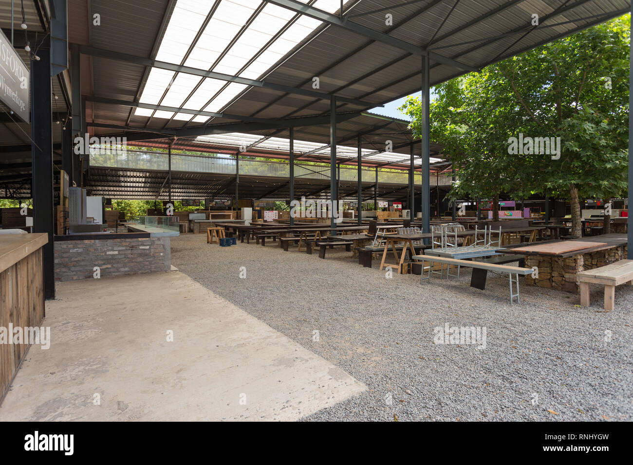 Outdoor market facility at Lourensford wine estate in Somerset West
