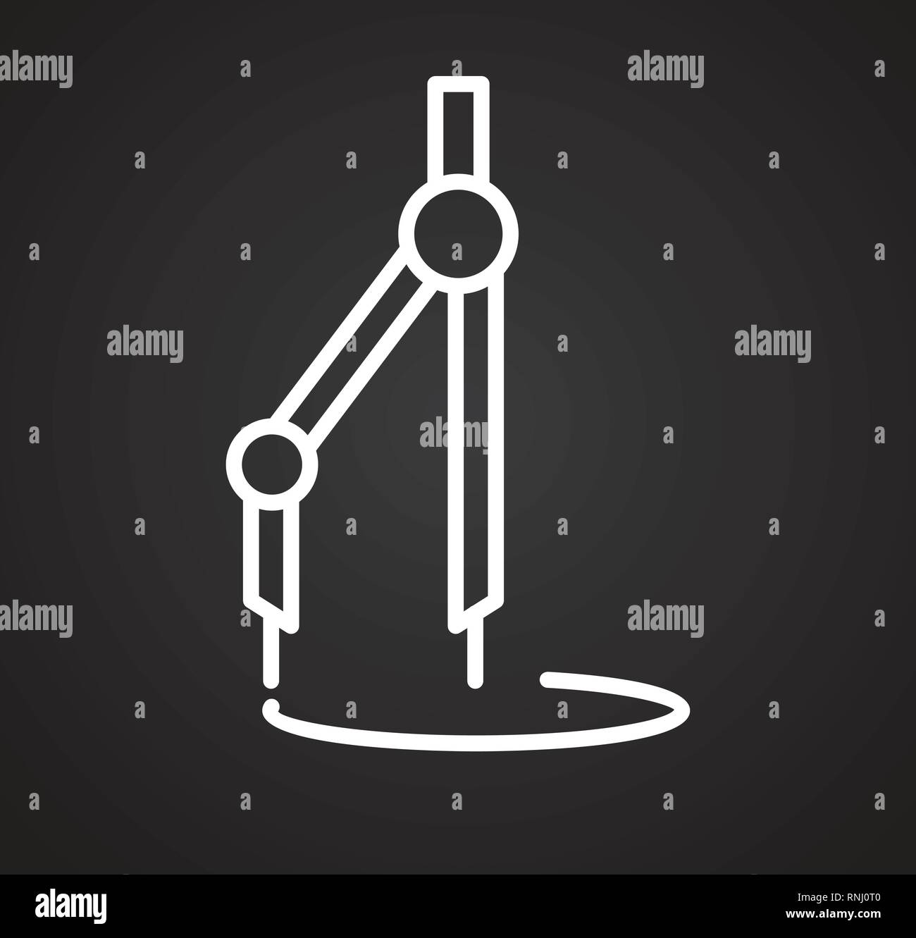 Designer tool line icon on black background for graphic and web design ...