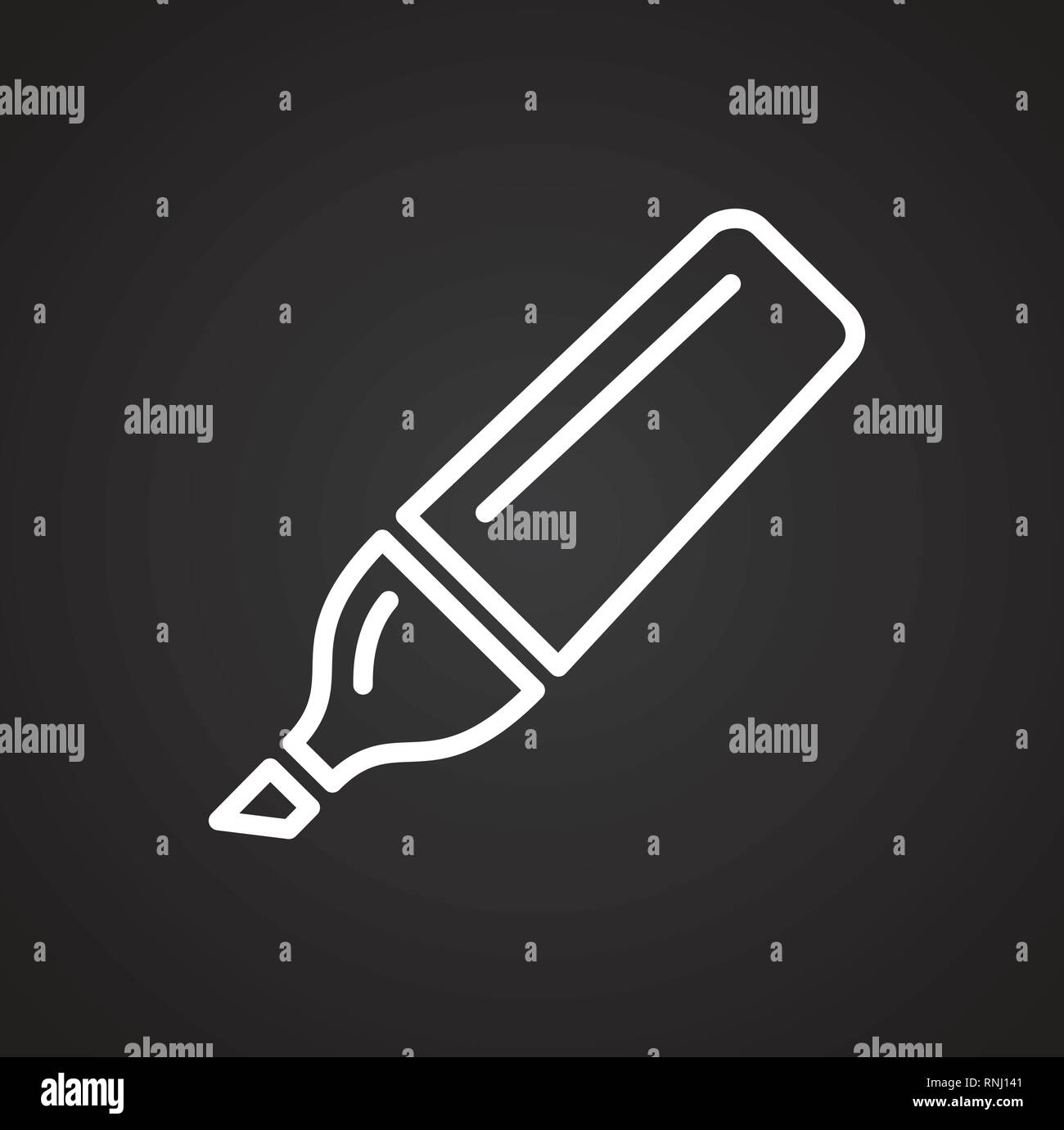 Marker line icon on black background for graphic and web design, Modern ...