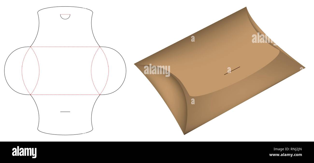 Pillow Pack Box Die Cut Template Mockup 3d Stock Vector Art