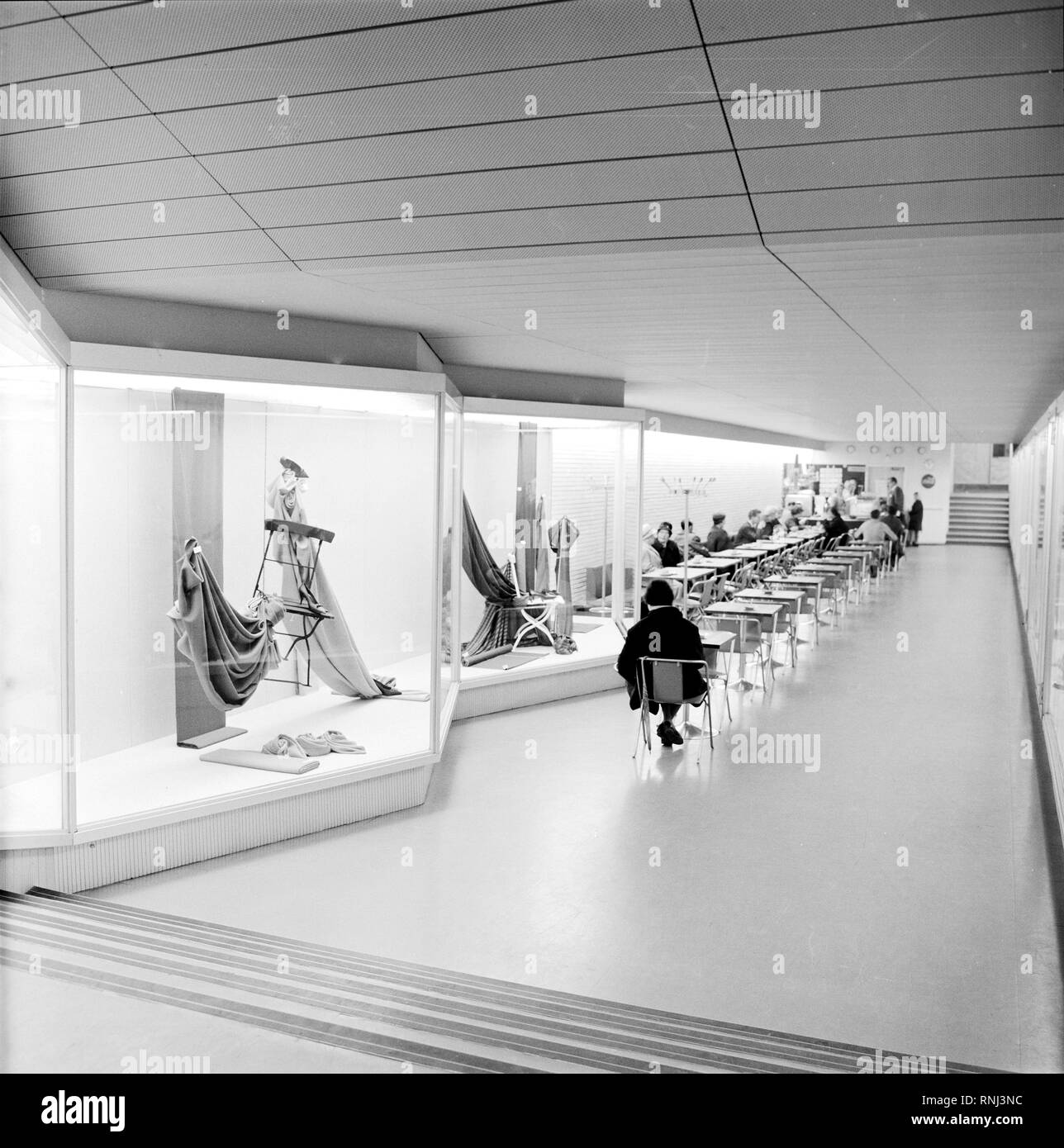 Finland History -  Café in a hallway of the new Centrum department store of Voima cooperative ca. 1961  Tampere, Pirkanmaa, Finland Stock Photo