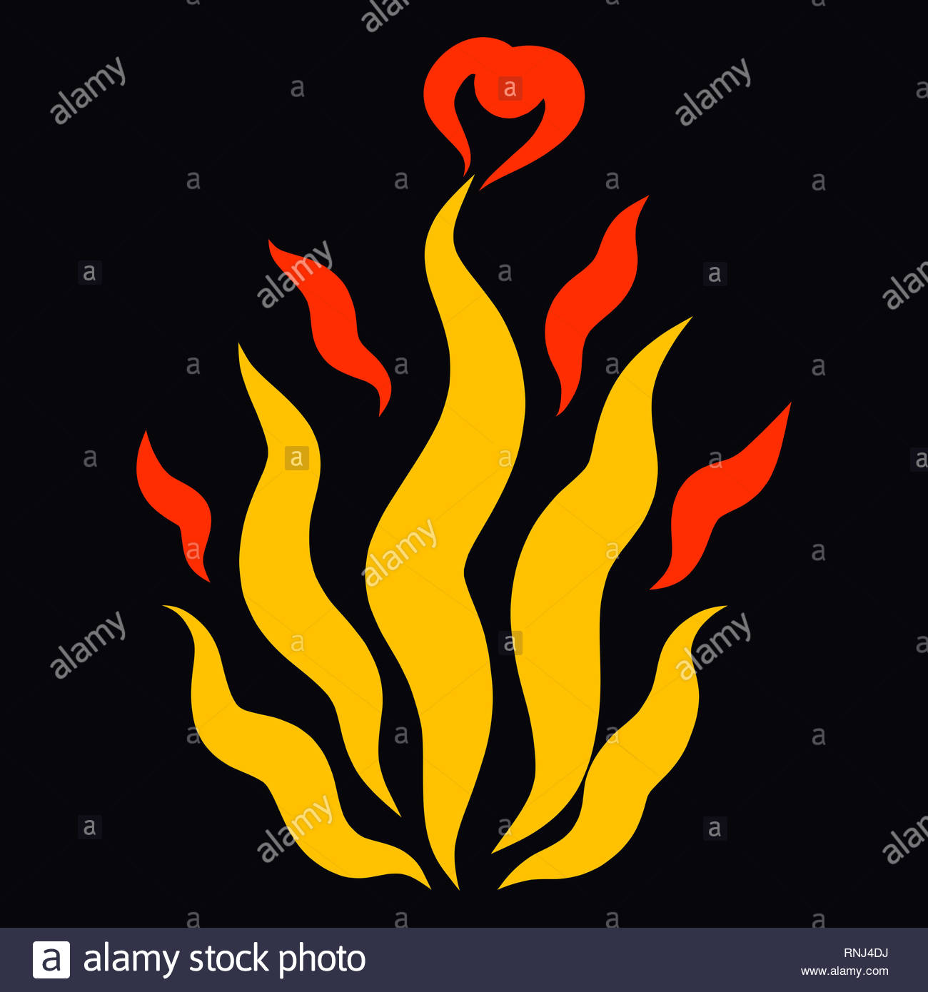 Flame Of Fire And Heart On Black Background Stock Photo 237041214