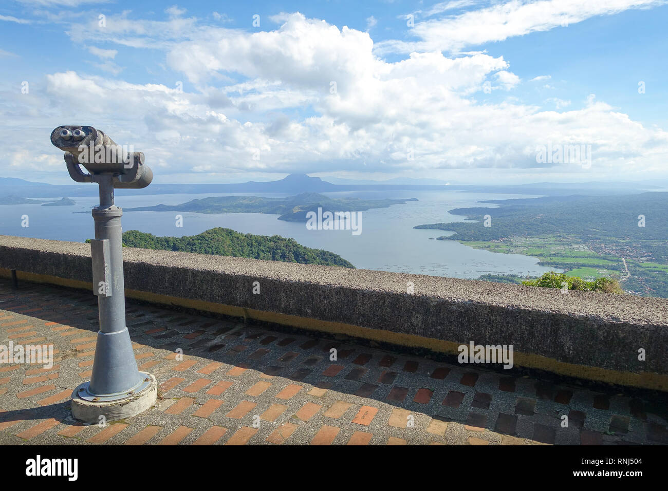 Binoculars Viewer at Taal Volcano Lake Vista - Tagaytay, Batangas, Philippines Stock Photo