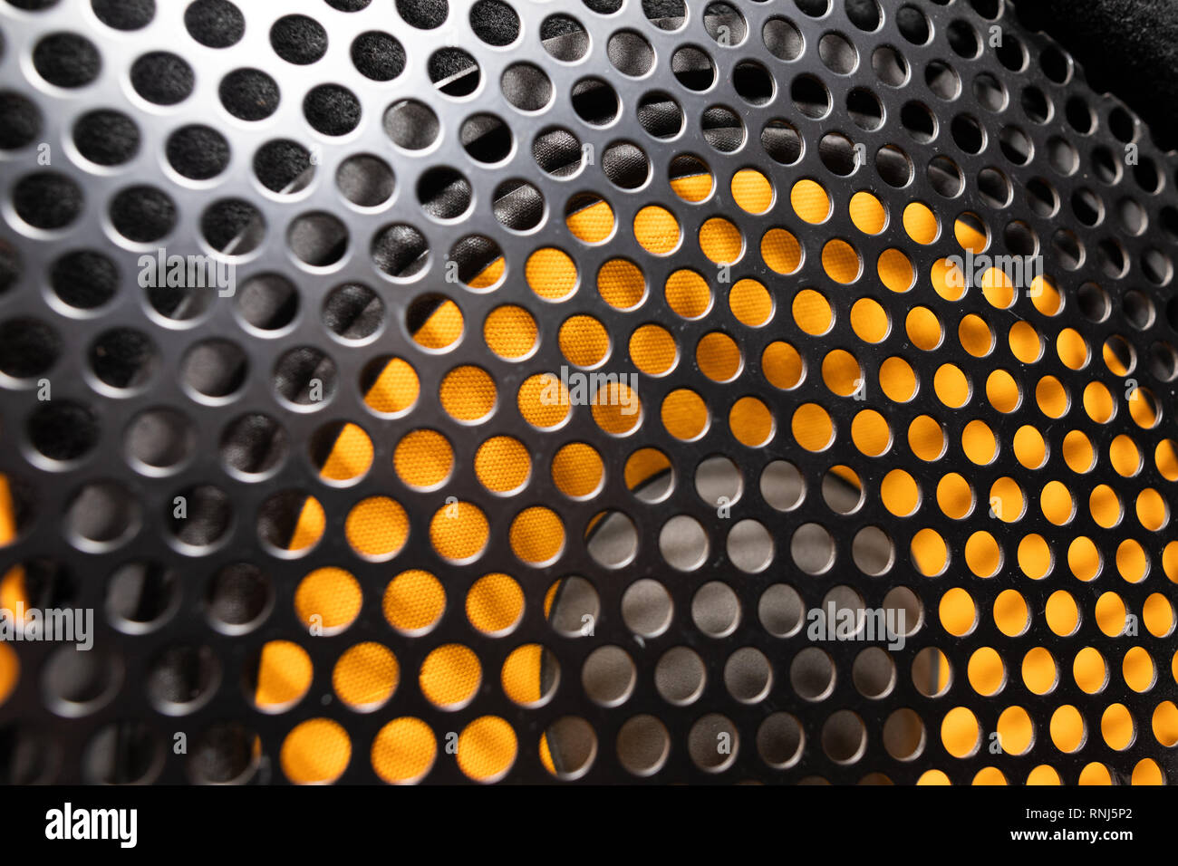 Musical powerful speaker with a protective grill close-up Stock Photo