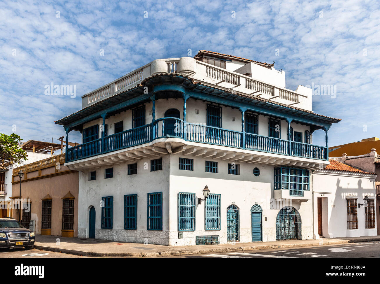 Spanish colonial architecture building, Cartagena de Indias, Colombia. Stock Photo