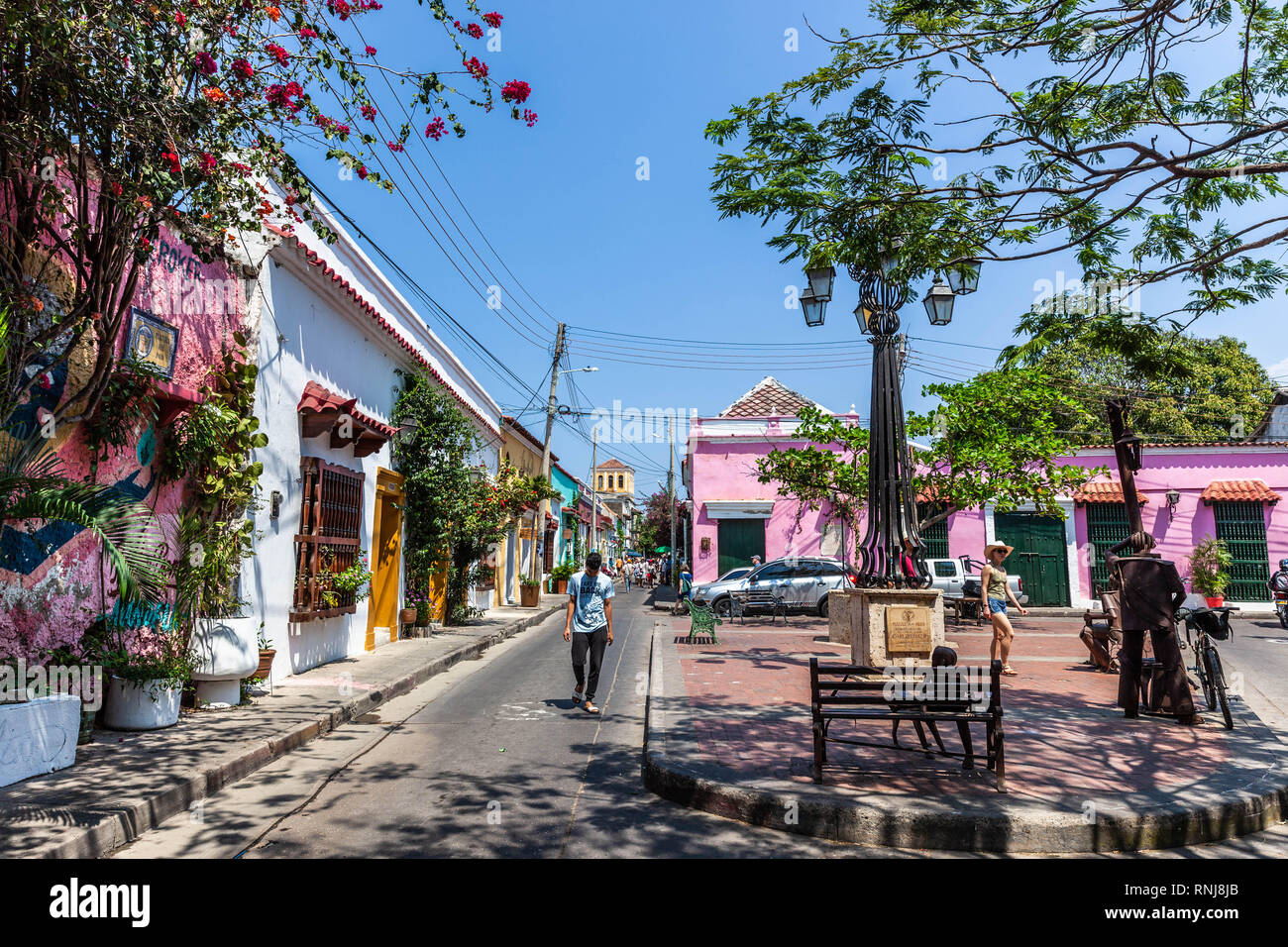 Plazoleta del Pozo, Barrio Getsemaní, Cartagena de Indias, Colombia. Stock Photo