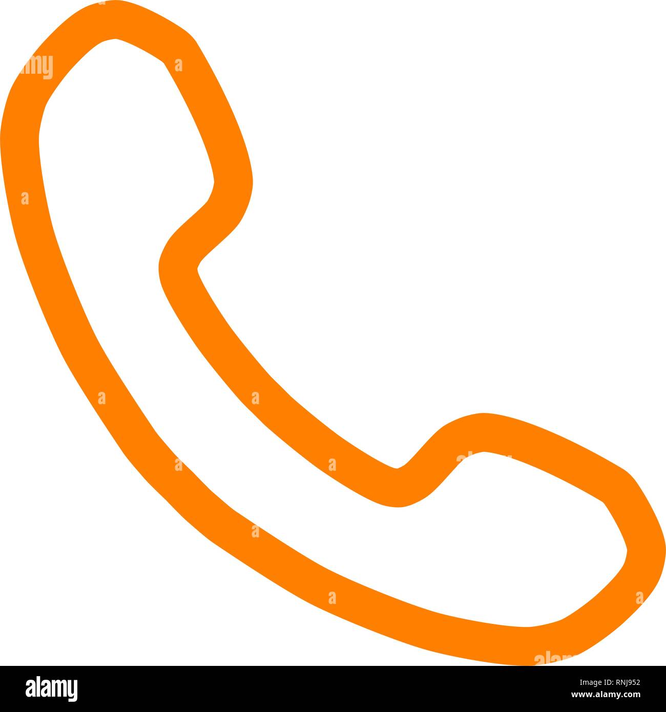Phone symbol icon orange simple outline, isolated vector