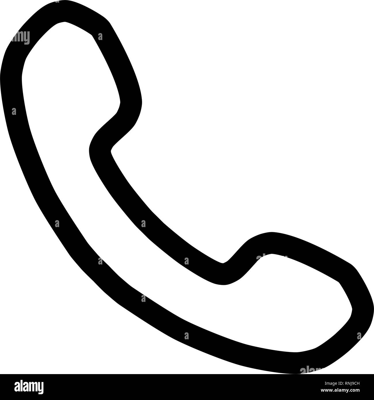 Phone symbol icon - black simple outline, isolated - vector illustration Stock Vector